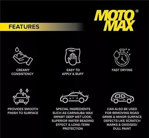 Pidilite Motomax Bike & Car Cream Polish (60 gm) with Carnuba Wax and Micro Polishing Agents | Protects and Shines Cars, Bike, Motorcycle | Water Repellent Polish for all Auto Care needs | Removes Minor scratches | Car Polishes