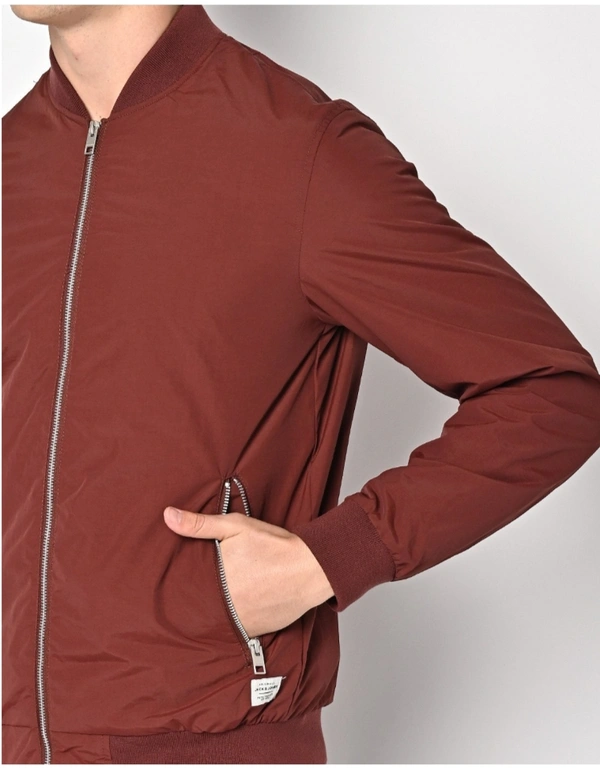 Jack & Jones Zip-Front Bomber Jacket with Insert Pockets - Lotus, XL