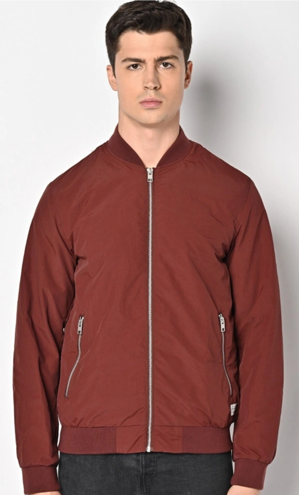 Jack & Jones Zip-Front Bomber Jacket with Insert Pockets - Lotus, XXL