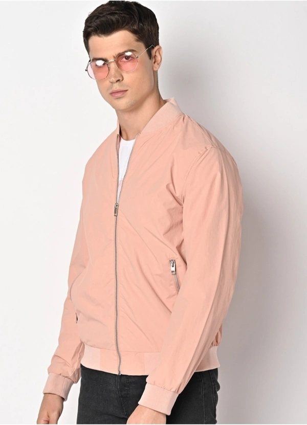 Jack & Jones Zip-Front Bomber Jacket with Insert Pockets - Cameo, XL
