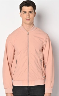 Jack & Jones Zip-Front Bomber Jacket with Insert Pockets - Cameo, XL