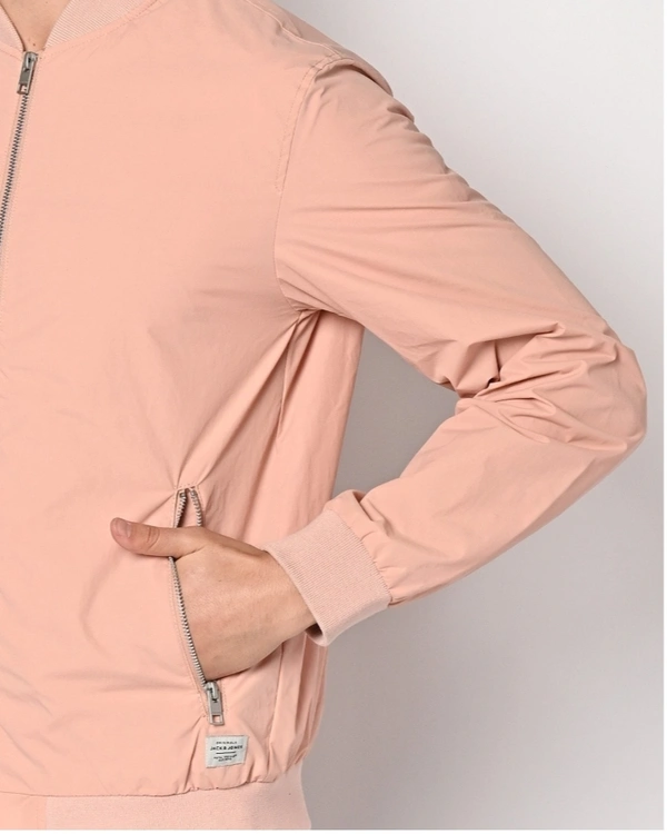 Jack & Jones Zip-Front Bomber Jacket with Insert Pockets - Cameo, XL