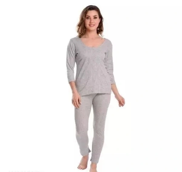 Thermal Wear for Women/Ladies/Girls Winter Thermal Set Poly Cotton Top   - S
