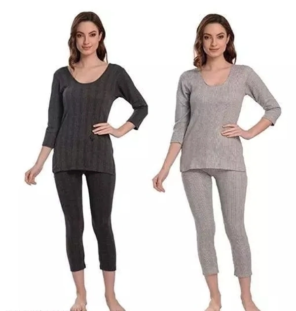 Thermal Wear for Women/Ladies/Girls Winter Thermal Set Poly Cotton Top   - M
