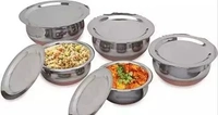 LIMETRO STEEL Set of 5 Copper Bottom Stainless Steel Handi Set / Cookware Set with Lid ( Capacity : 0.5 Ltr , 0.75 Ltr , 1 Ltr , 1.5 Ltr , 2 Ltr) Cookware Set  (Stainless Steel, 5 - Piece)