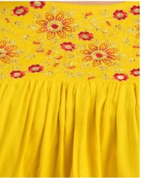 WOMEN TOUCH Floral Embroidered Round-Neck Tunic Tops Womens - Gold, XL, Rayon