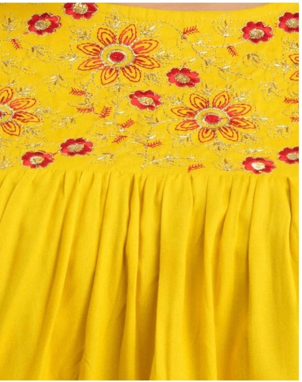 WOMEN TOUCH Floral Embroidered Round-Neck Tunic Tops Womens - Gold, XL, Rayon