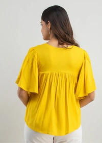 WOMEN TOUCH Floral Embroidered Round-Neck Tunic Tops Womens - Gold, XXL, Rayon