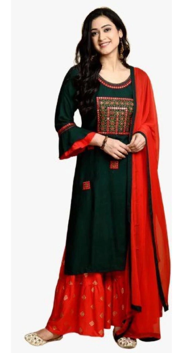 Women Sharara Dupatta  Sets - Red, L