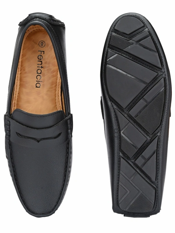 Round-Toe Slip-On Loafers - Black, 8