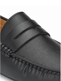 Round-Toe Slip-On Loafers - Black, 9