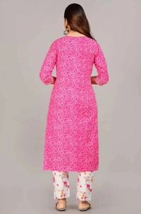 Women Kurta and Pant Set Viscose Rayon - Red Violet, M, Rayon