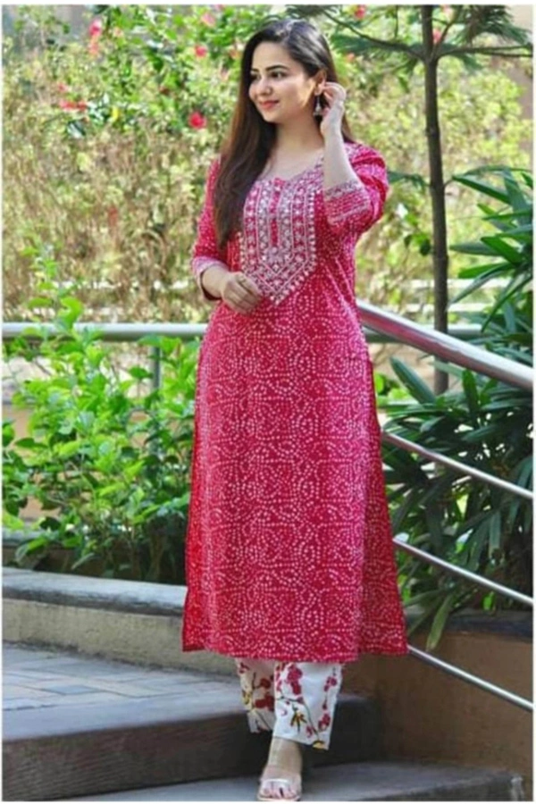 Women Kurta and Pant Set Viscose Rayon - Red Violet, XXL, Rayon