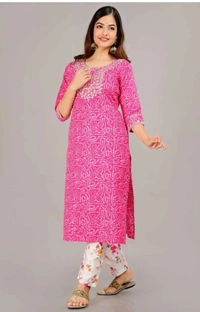 Women Kurta and Pant Set Viscose Rayon - Red Violet, XXL, Rayon