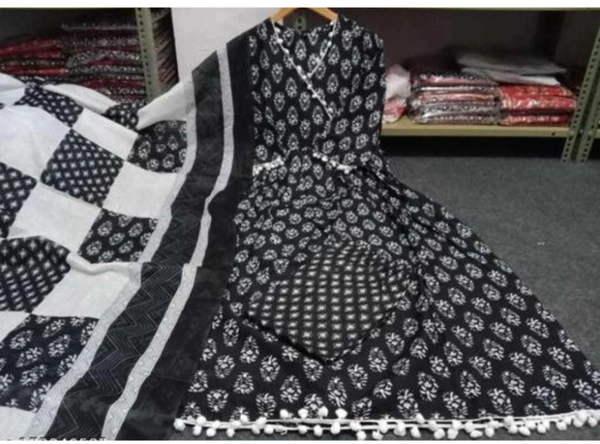 Women Kurta and Pant Set Cotton Rayon - Black, XL, Rayon