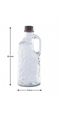 White Gold Transparent Glass Bottles with Cap Set of 2 - 1000ml, Glass