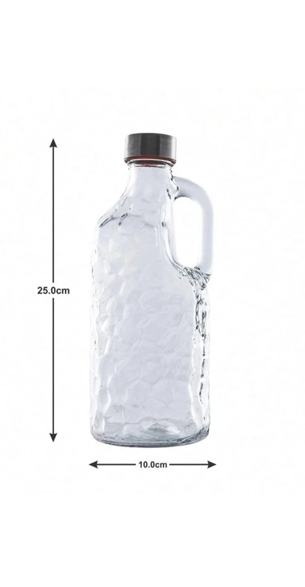 White Gold Transparent Glass Bottles with Cap Set of 2 - 1000ml, Glass