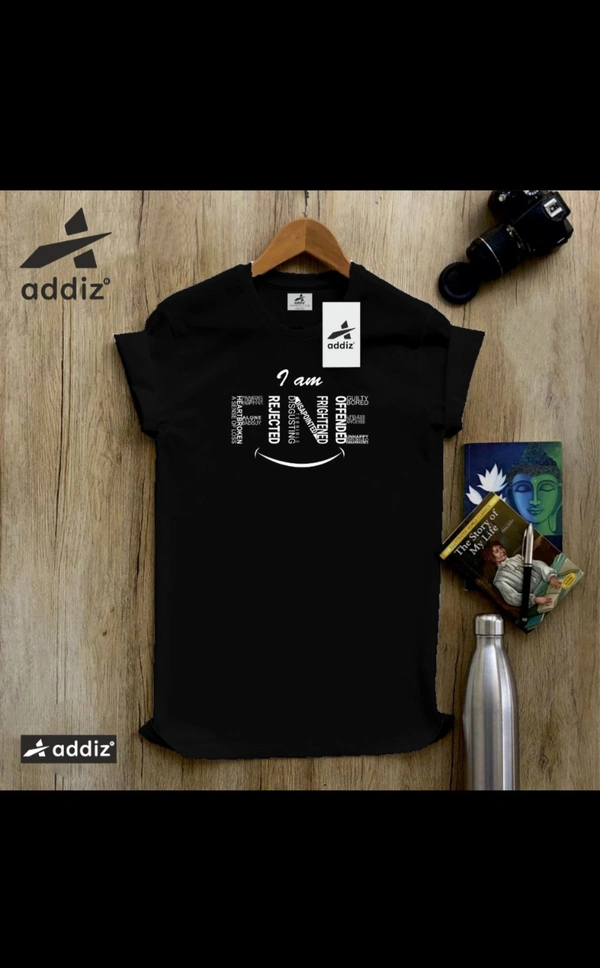 ADDIZ Cotton Addiz T Shirt Printed  - Black, L, Cotton