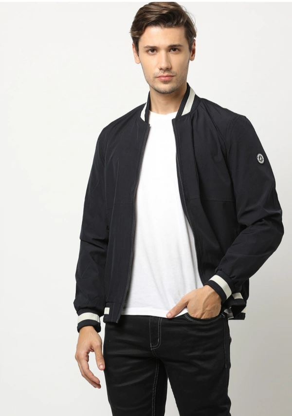 JOHN PLAYERS Slim Fit Zip-Front Bomber Jacket - Haiti, XL, Polyester