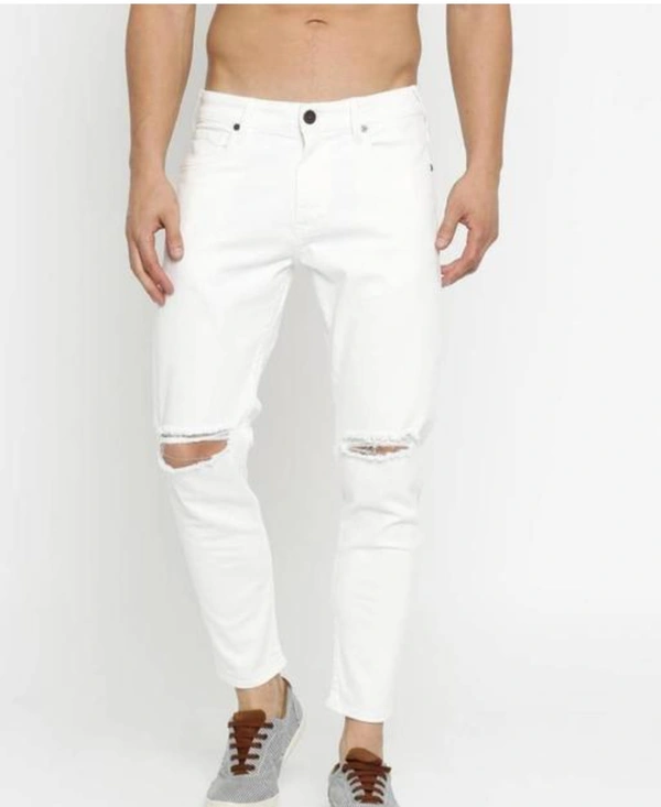 LINARIA WHITE KNEE CUT JEANS - 28, Denim, White
