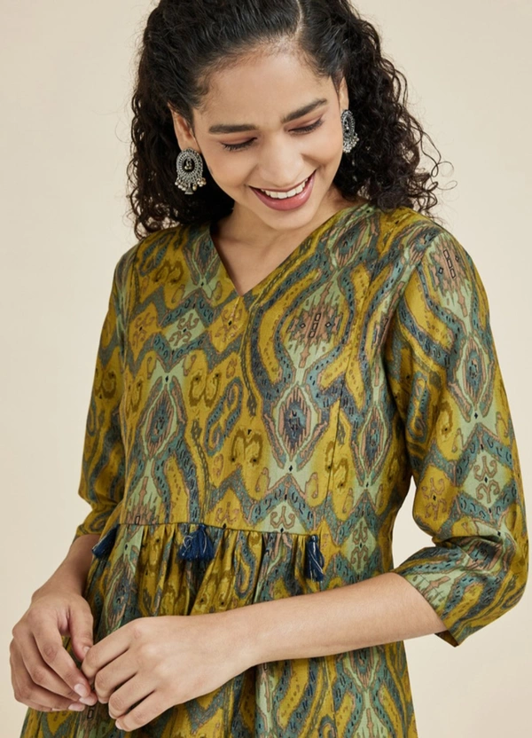 Printed Modal Round Neck Women's Tunic - XL