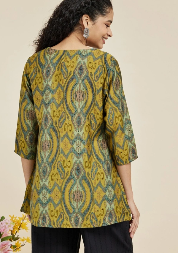 Printed Modal Round Neck Women's Tunic - XL