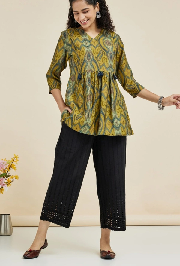 Printed Modal Round Neck Women's Tunic - XL