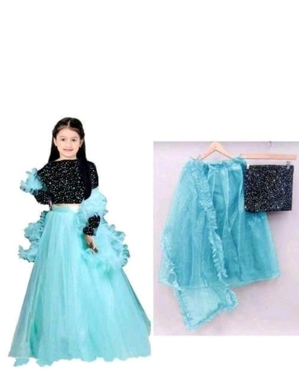 Catalog Name:*Cute Trendy Kids Girls Lehanga Cholis* - Picton Blue, 8-9 Years