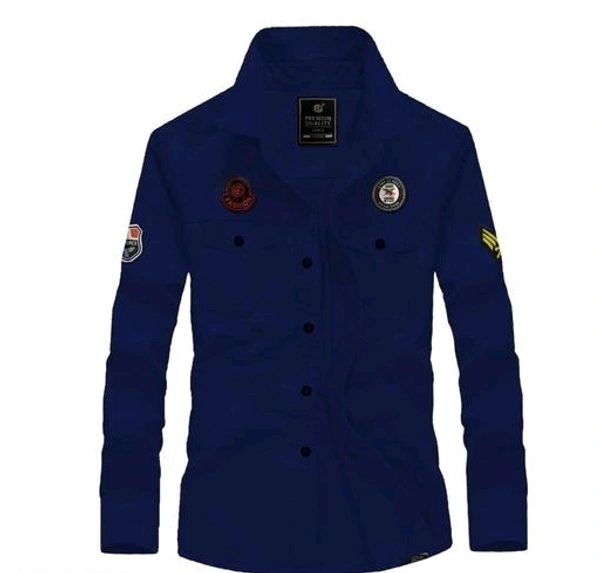 Comfy Modern Men Shirts - Navy Blue, L