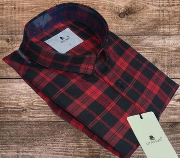 LITTLE MAN COTTON LATEST CHECK FULL SLEEVES SHIRTS FOR MANP - XXL, Guardsman Red