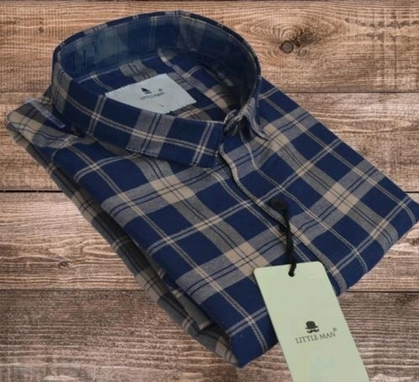 LITTLE MAN COTTON LATEST CHECK FULL SLEEVES SHIRTS FOR MANP - XXL, Golden Tainoi