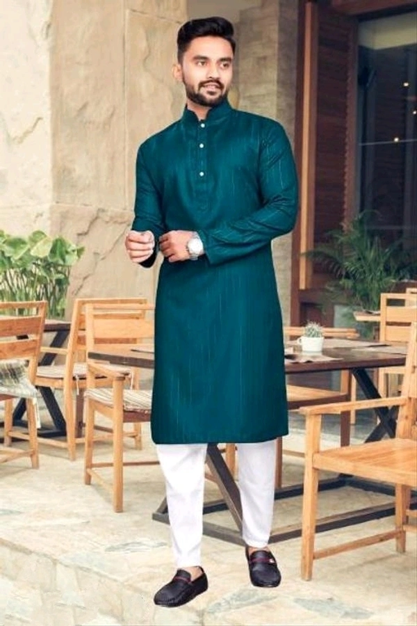 Wedding Wear Casual Wear Cotton Blend Kurta for Men - XXL, Sherpa Blue
