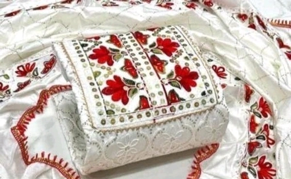 GULABJAMUN WOMENS SUIT HEAVY DOUBLE SEQUENCE WORK DESIGN WOMENS SUITS - White