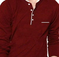 BLIVE Boys Solid Henley Maroon Polo T-Shirt - 8-9 Years