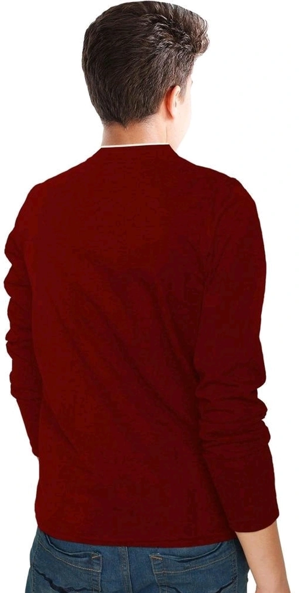 BLIVE Boys Solid Henley Maroon Polo T-Shirt - 15-16 Years