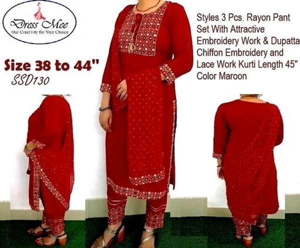 Koteshwar Women Kurta & Pant, Dupatta SetName: Koteshwar Women Kurta & Pant, Dupatta Set - Red, L
