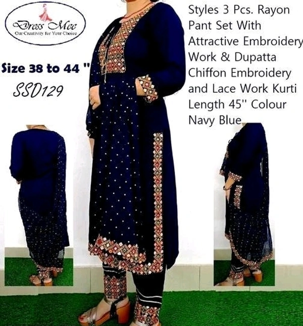Koteshwar Women Kurta & Pant, Dupatta SetName: Koteshwar Women Kurta & Pant, Dupatta Set - Navy Blue, XL