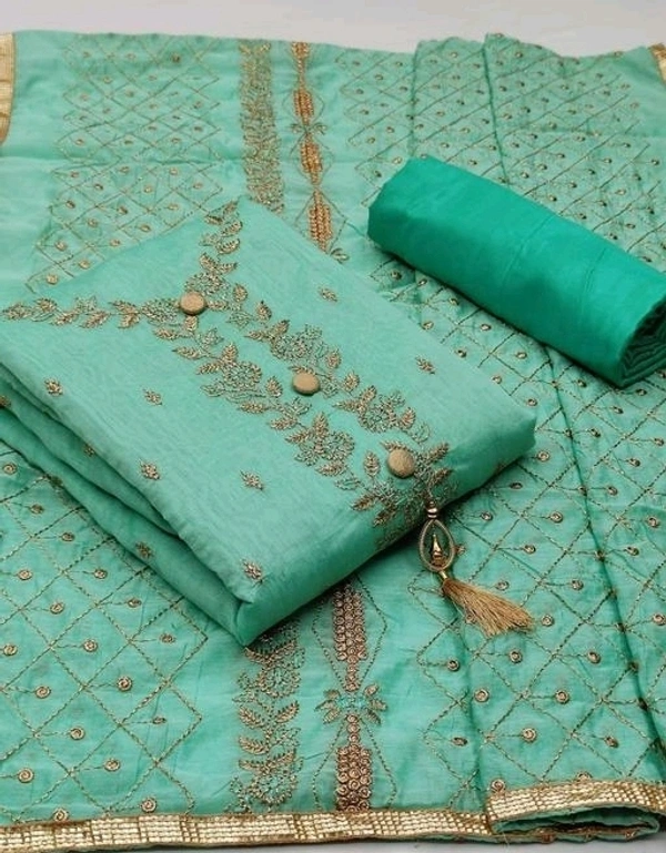 Adrika Ensemble Semi-Stitched Suits - Ocean Green, Unstitched