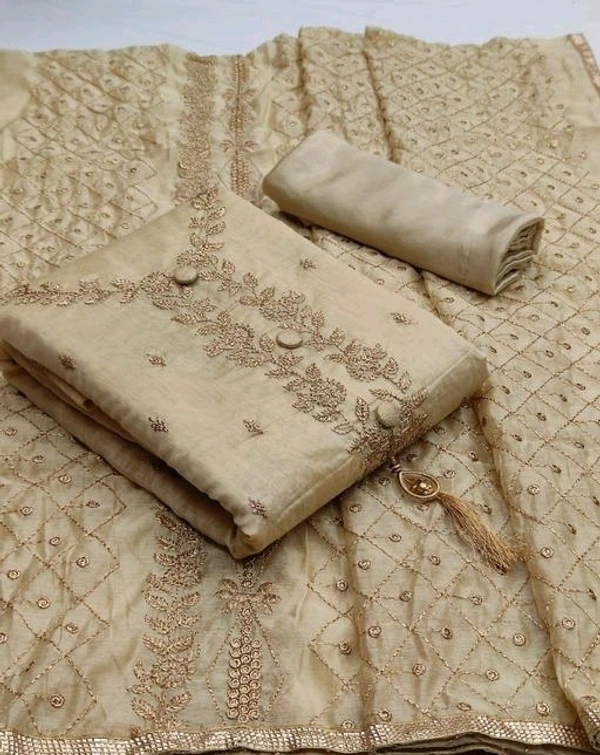 Adrika Ensemble Semi-Stitched Suits - Golden Sand, Unstitched