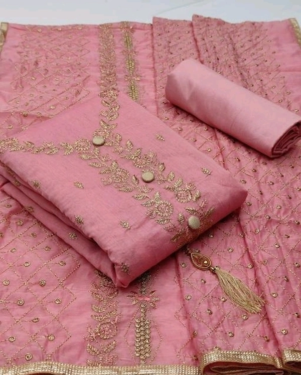 Adrika Ensemble Semi-Stitched Suits - Pink, Unstitched