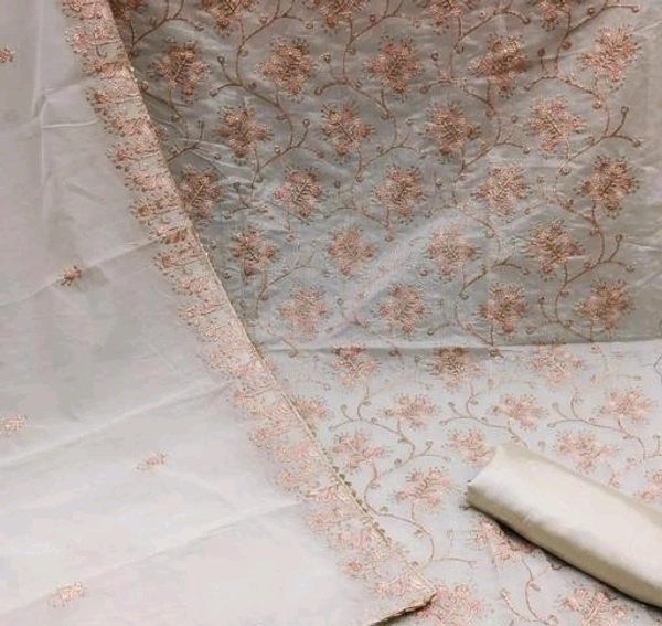 Unstitched Chanderi Salwar Suit Material Embroidered - Unstitched, Padua