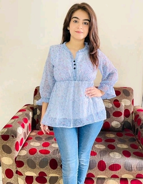 WOMEN WESTERN GEORGETTE FABRIC TOP - Spindle, L