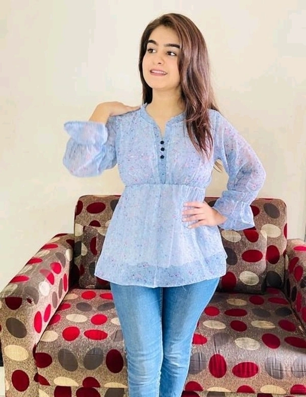 WOMEN WESTERN GEORGETTE FABRIC TOP - Spindle, L