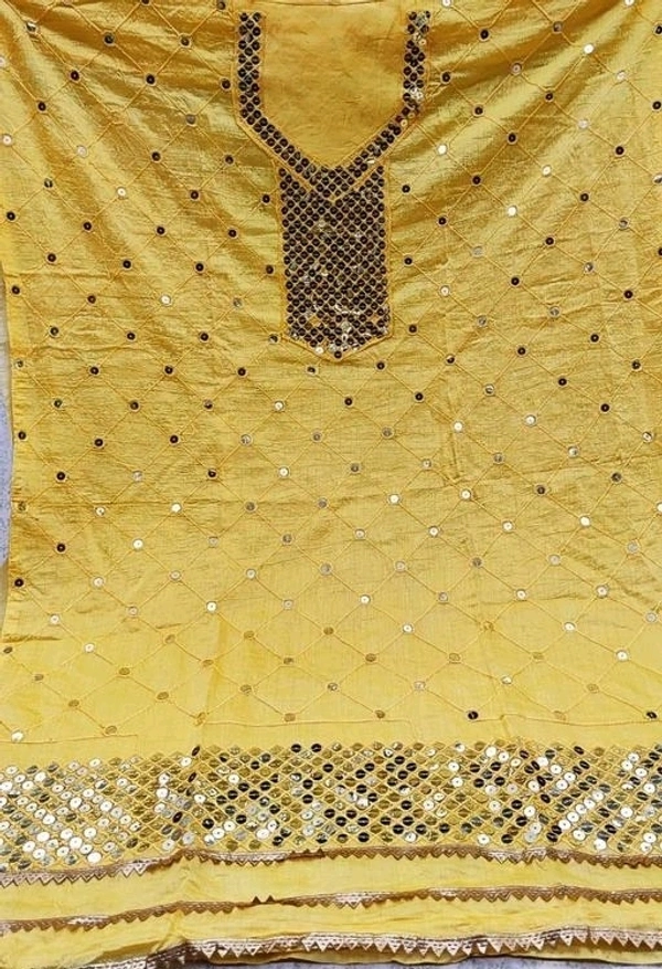 Chanderi Woman trendy sharara suit - Gold, Semi-Stitched
