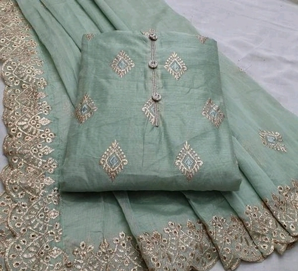 chanderi dress material for women - Un-stitched, Neptune