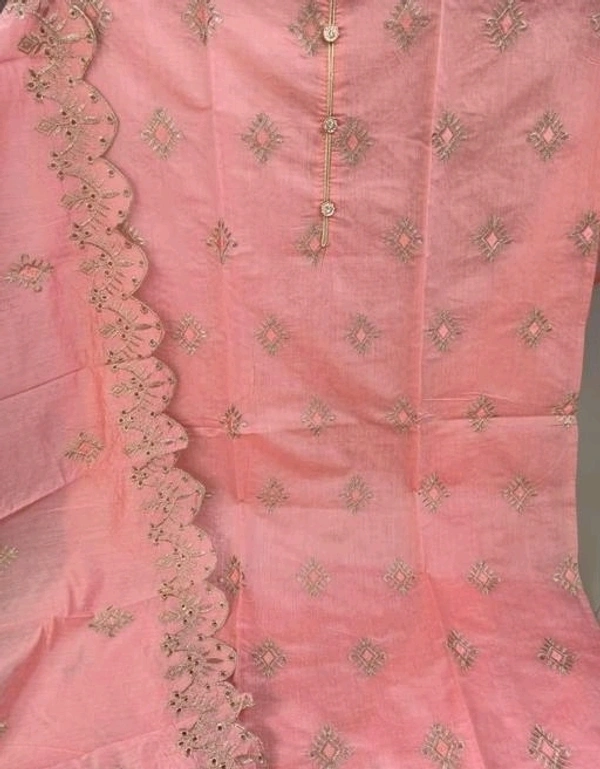 chanderi dress material for women - Un-stitched, Pink