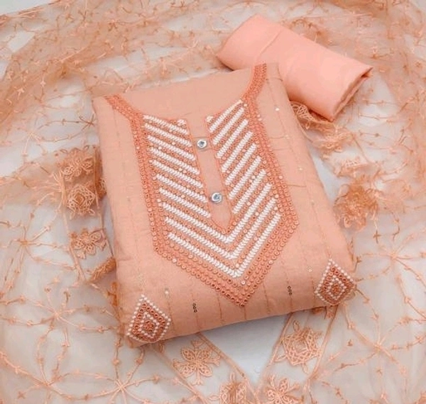 Fancy Salwar Suit Swroop - Unstitched, Vivid Tangerine