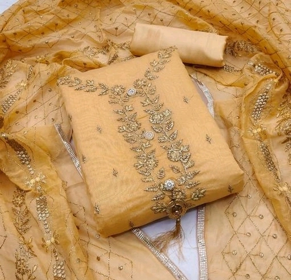 Suits Salwar Material - Un-stitched, Yellow Orange