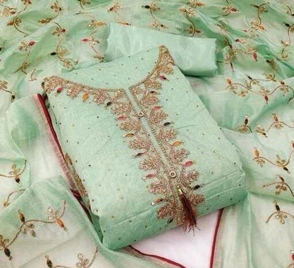 THE CHOICE FANCY MODAL DRESS MATERIALS - Mint Green, Unstitched