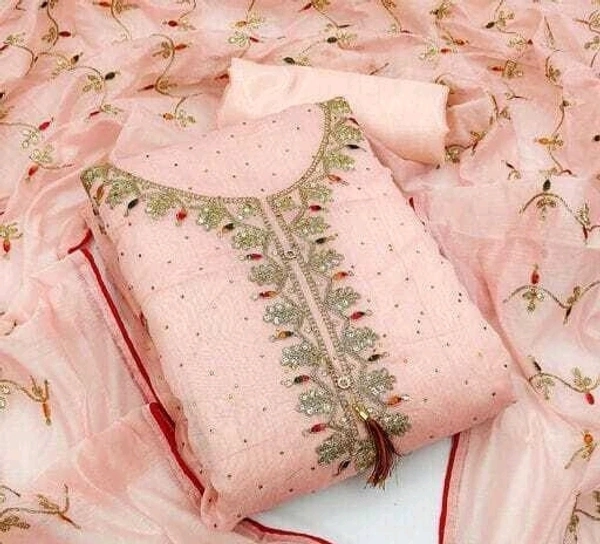 THE CHOICE FANCY MODAL DRESS MATERIALS - Pink, Unstitched